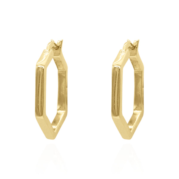 Deva Hexagon Hoop Earrings | 18k Gold Plated