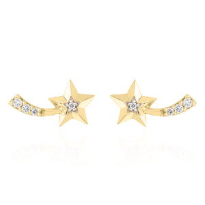 Dove Shooting Star Stud Earrings | 18k Gold Plated