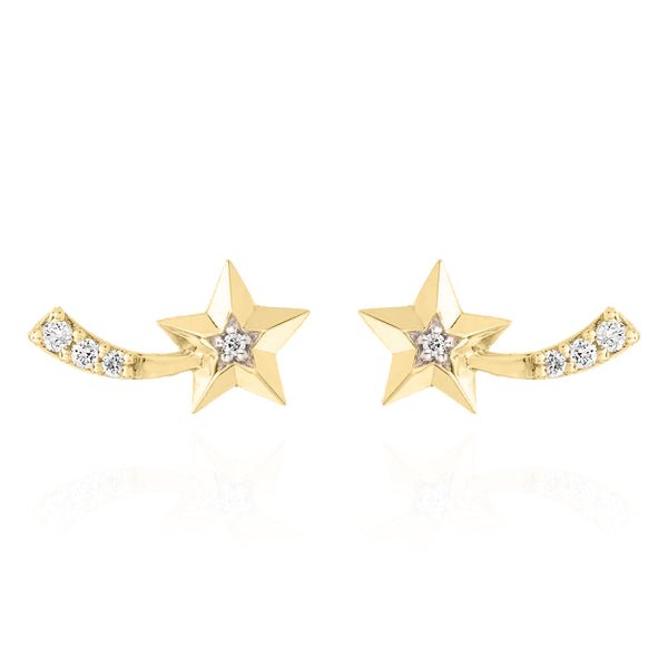 Dove Shooting Star Stud Earrings | 18k Gold Plated