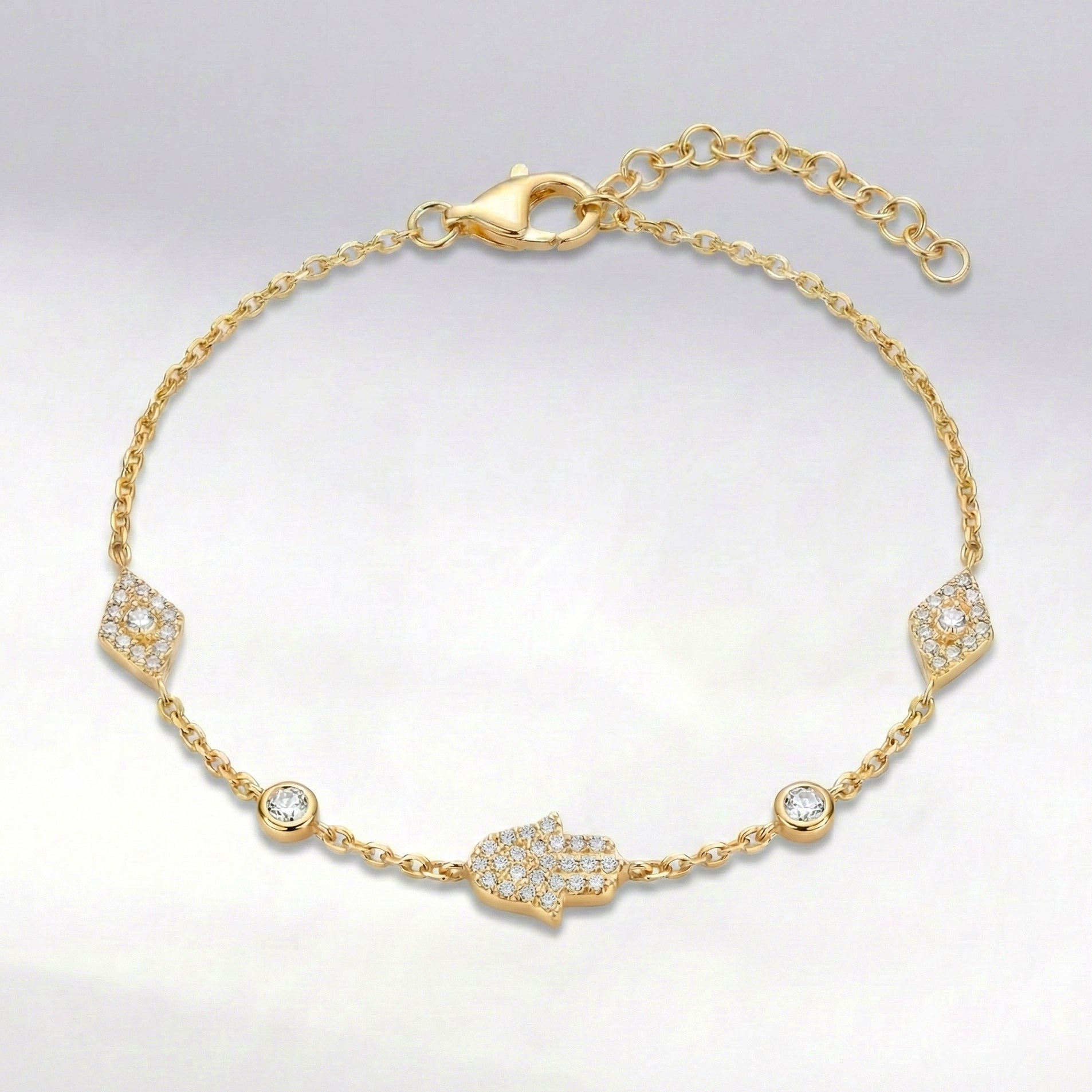 Eina Hamsa Hand & Evil Eye Bracelet | 18K Gold Plated