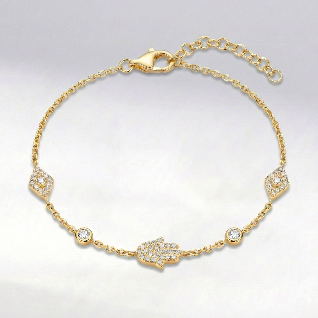 Eina Hamsa Hand & Evil Eye Bracelet 18K Plated