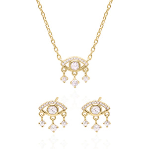 Crystal Eye Gift Set | Earrings & Necklace | 18k Gold Plated