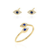 Evil Eye Ring Gift Set | Stud Earrings & Ring | 18k Gold Plated