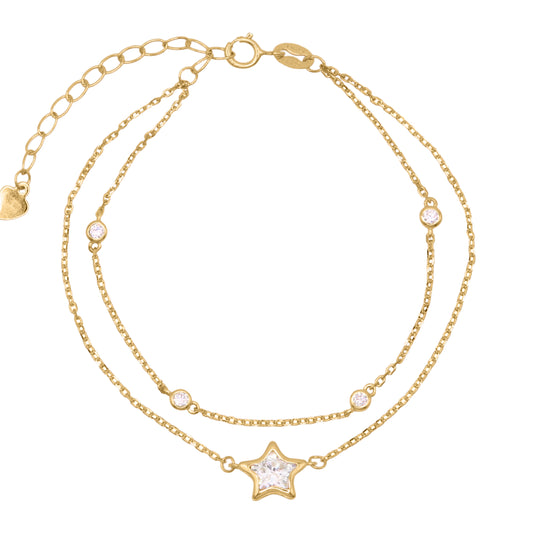 Esha Double Chain Star Bracelet | 18k Gold Plated