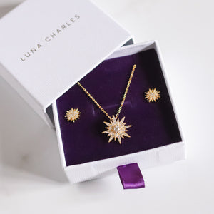 Starburst Gift Set | Earrings & Necklace | 18k Gold Plated