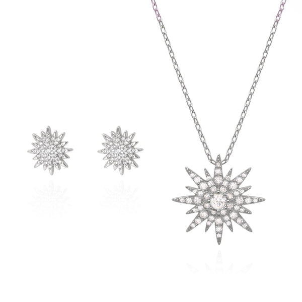 Starburst Gift Set | Earrings & Necklace | 925 Sterling Silver