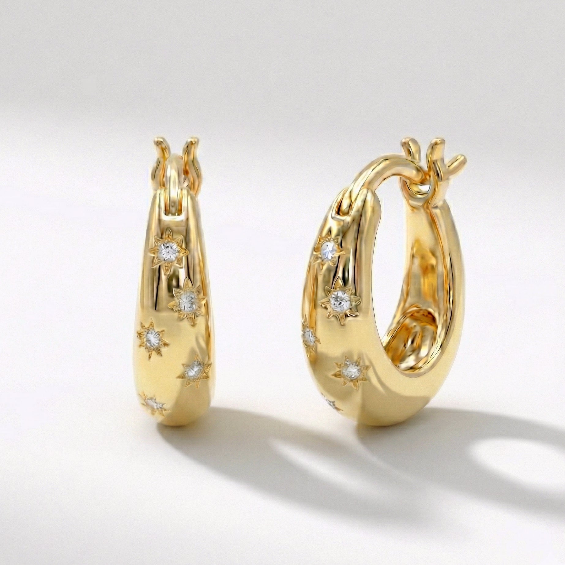 Esti Star Hoop Earrings | 18K Gold Plated