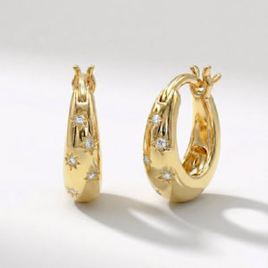 Esti Star Hoop Earrings | 18K Gold Plated