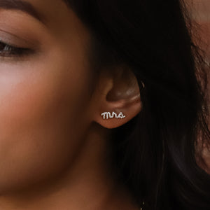 Ettie 'Mrs' Stud Earrings | 18K Gold Plated