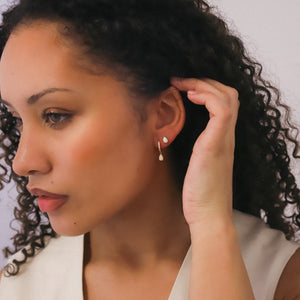 Eva Opal Charm Drop Huggies | 18k Gold Plated