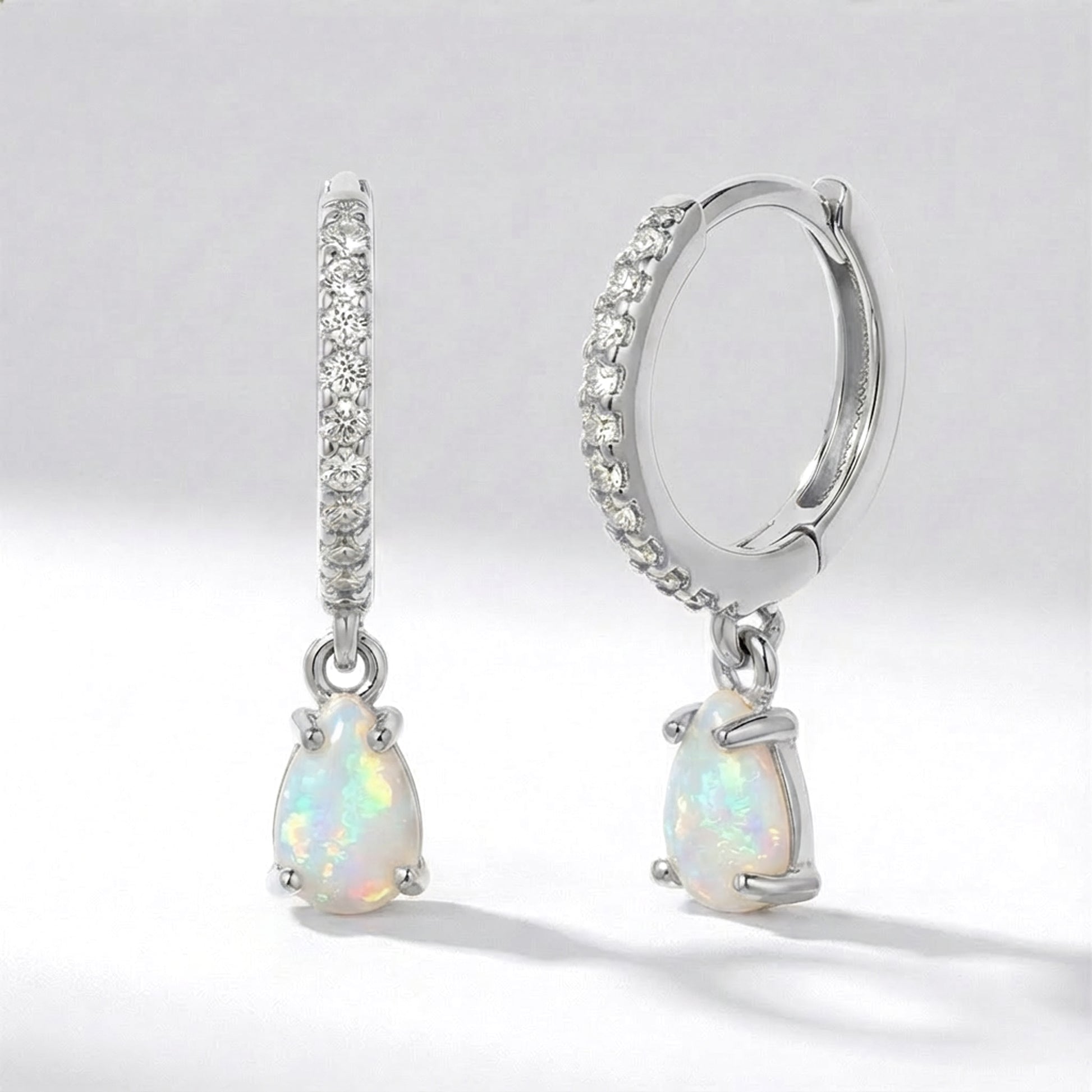Eva Opal Charm Drop Huggies | 925 Sterling Silver