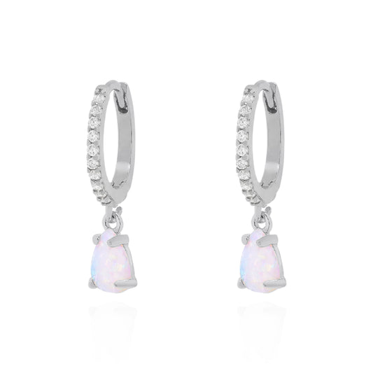 Eva Opal Charm Drop Huggies | 925 Sterling Silver