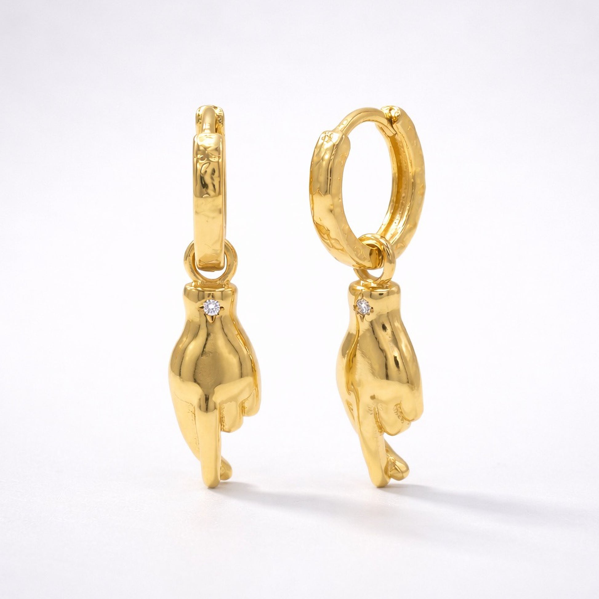 Faye Fingers Crossed Huggies | 18k Gold Plated