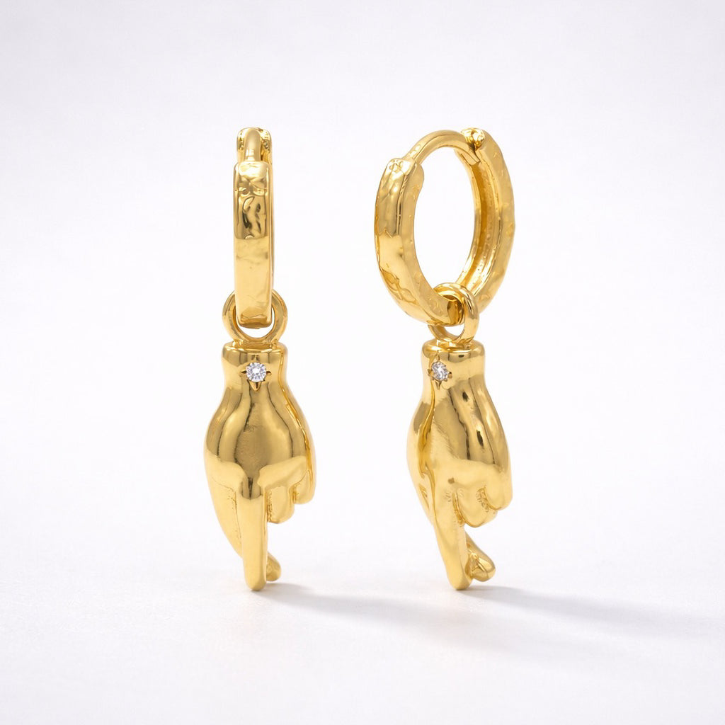 Faye Fingers Crossed Huggies 18K Plated