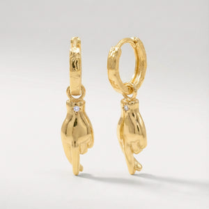 Faye Fingers Crossed Huggies | 18k Gold Plated