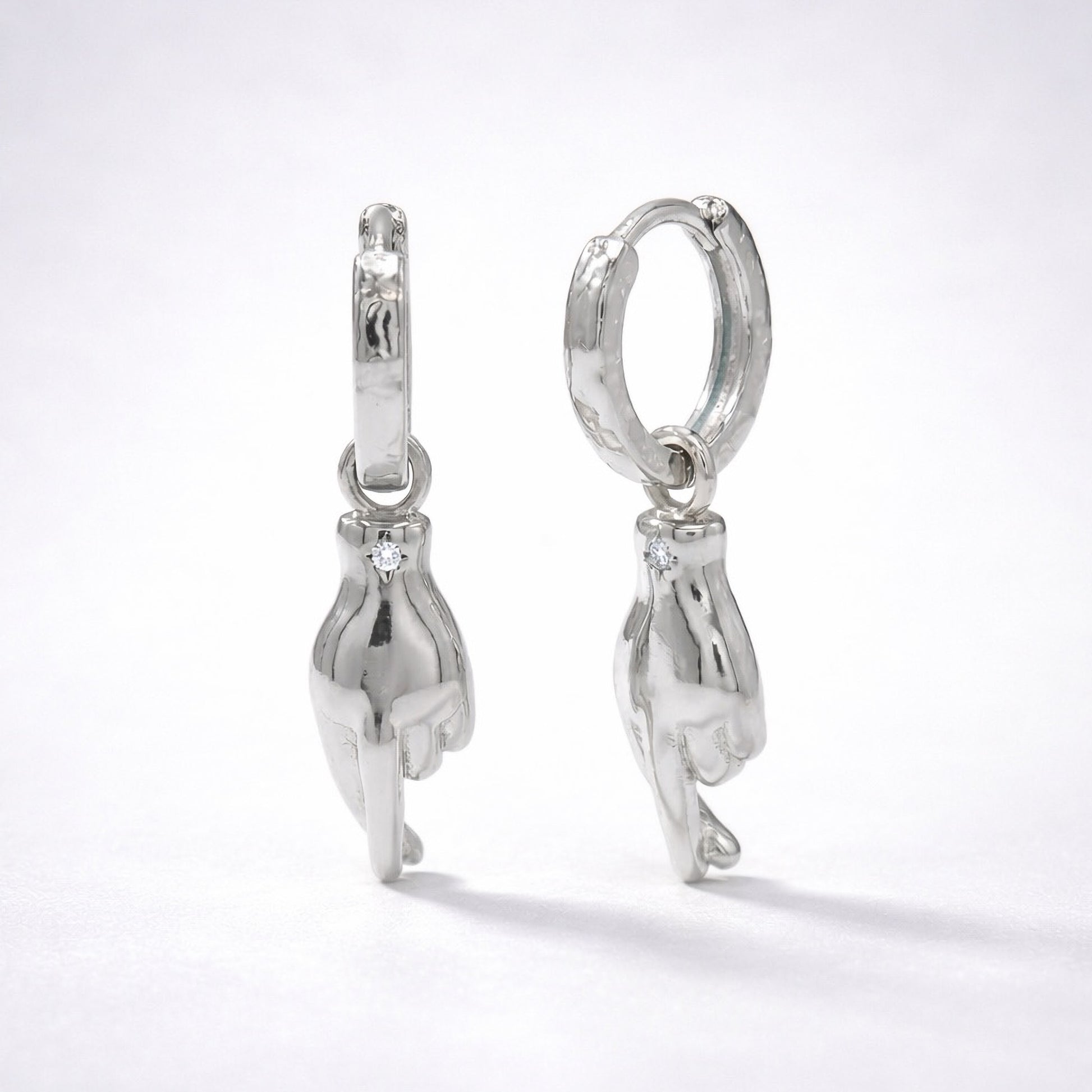 Faye Fingers Crossed Huggies | 925 Sterling Silver