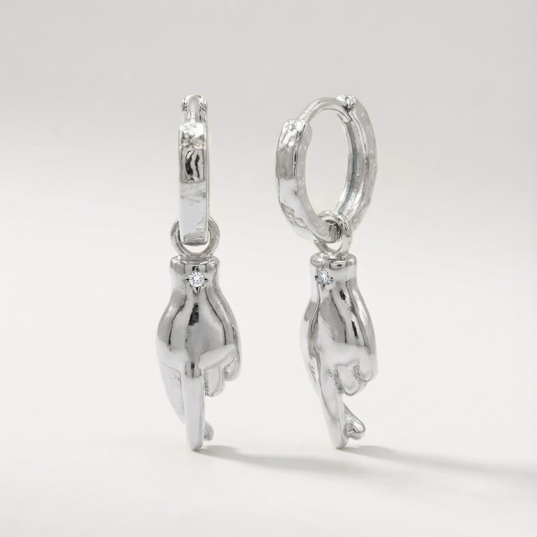 Faye Fingers Crossed Huggies | 925 Sterling Silver