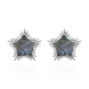 Felicity Labradorite Spiky Star Stud Earrings | 925 Sterling Silver