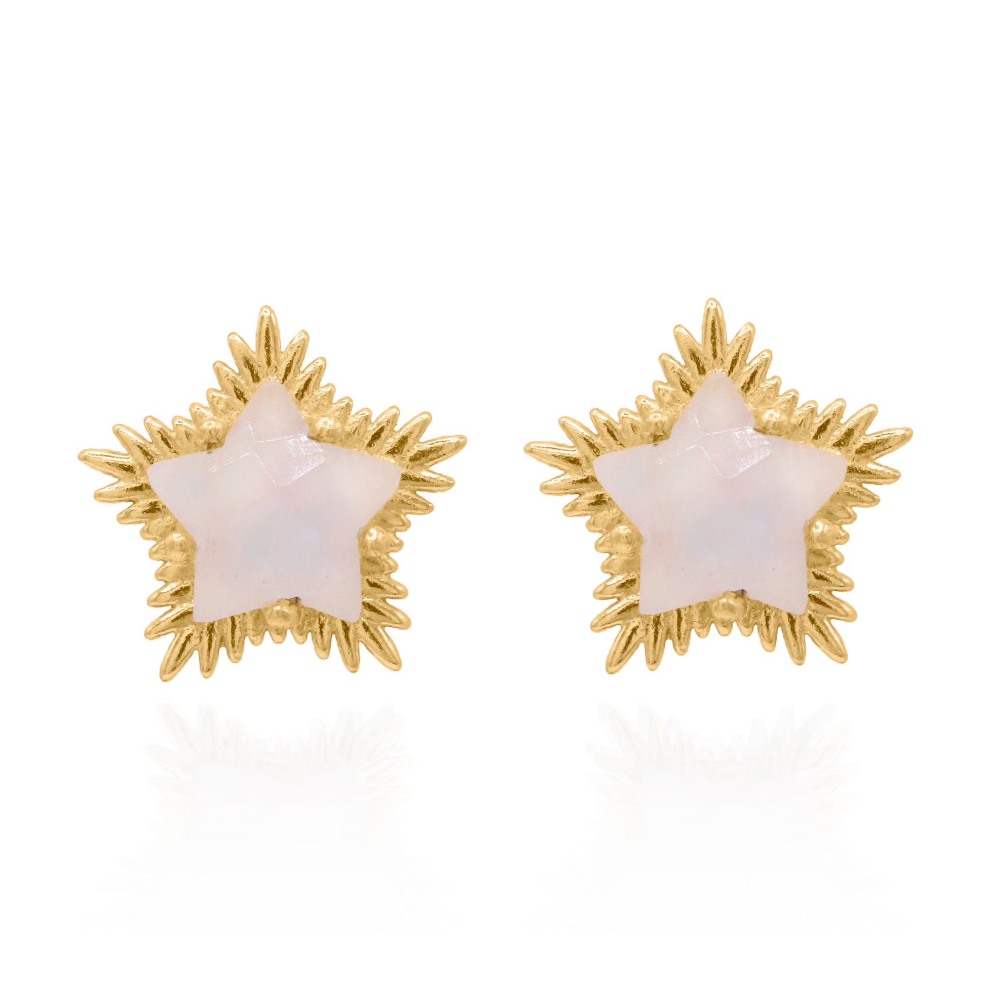 Felicity Moonstone Spiky Star Stud Earrings | 18k Gold Plated