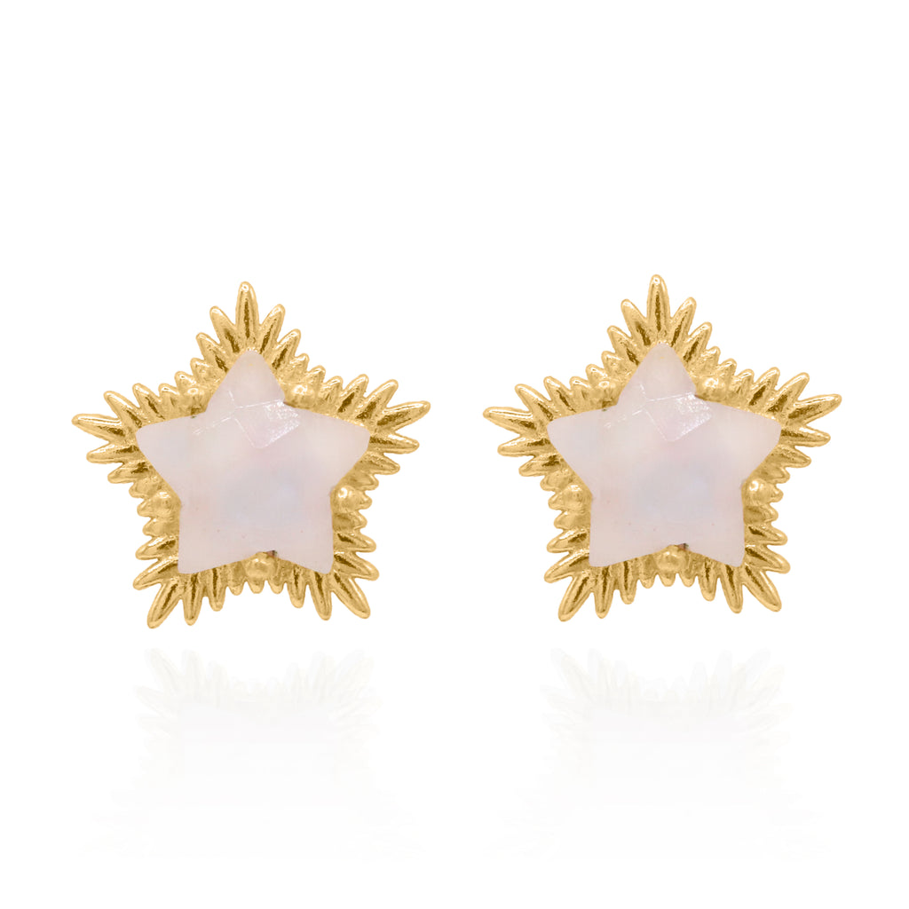 Felicity Moonstone Spiky Star Stud Earrings 18k Plated