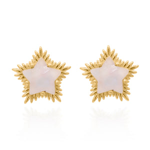 Felicity Moonstone Spiky Star Stud Earrings | 18k Gold Plated