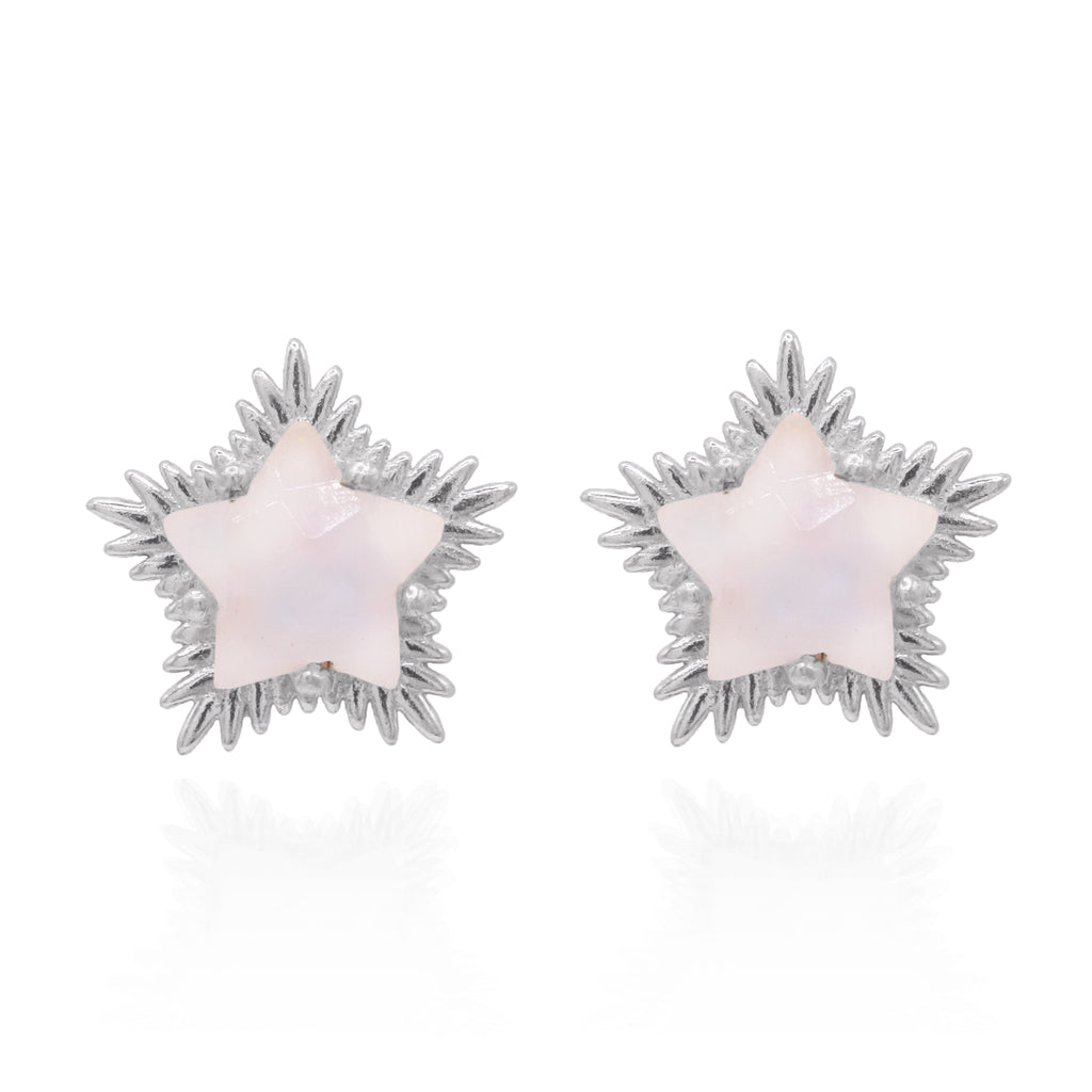 Felicity Moonstone Spiky Star Stud Earrings 925 Sterling