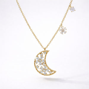 Flora Flower Moon Pendant Necklace | 18k Gold Plated