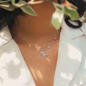 Flower Moon Gift Set | Necklace & Earrings | 925 Sterling Silver