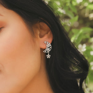 Posie Flower Moon Earrings | 925 Sterling Silver