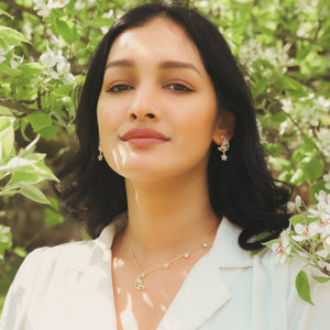 Flora Flower Moon Pendant Necklace | 18k Gold Plated