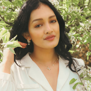 Flower Moon Gift Set | Necklace & Earrings | 18k Gold Plated