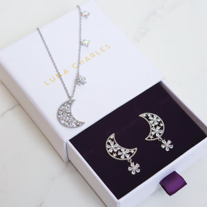 Flower Moon Gift Set | Necklace & Earrings | 925 Sterling Silver