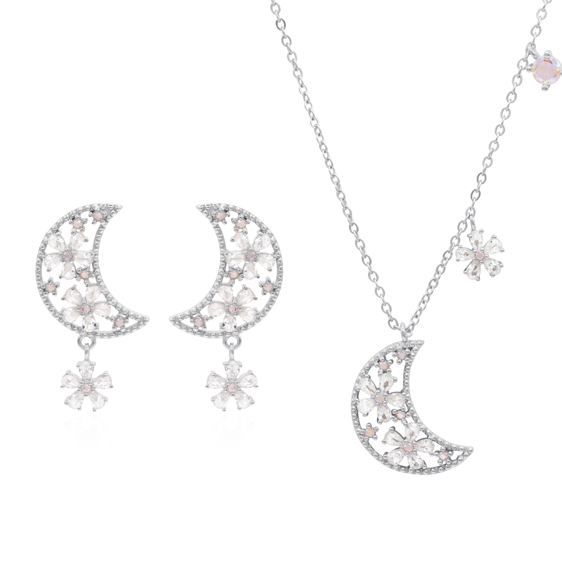 Flower Moon Gift Set | Necklace & Earrings | 925 Sterling Silver