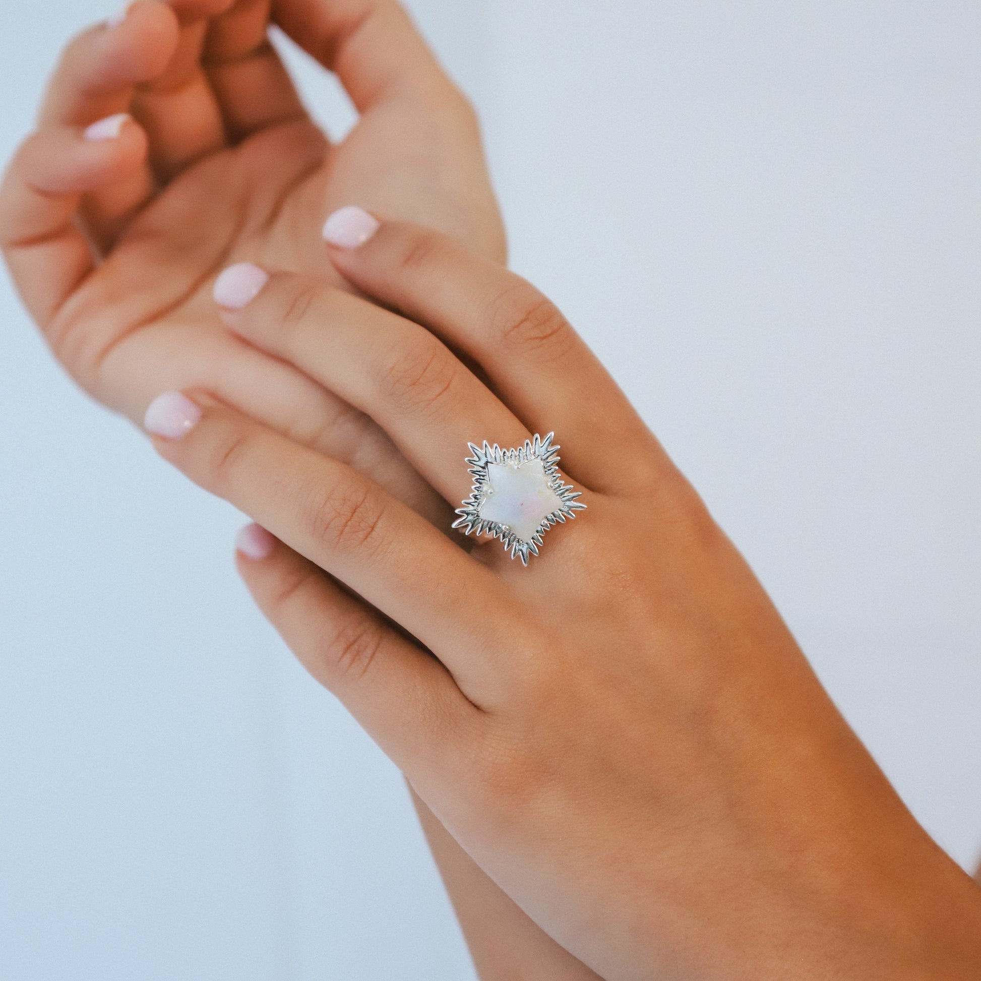 Gigi Moonstone Spiky Star Ring | 925 Sterling Silver