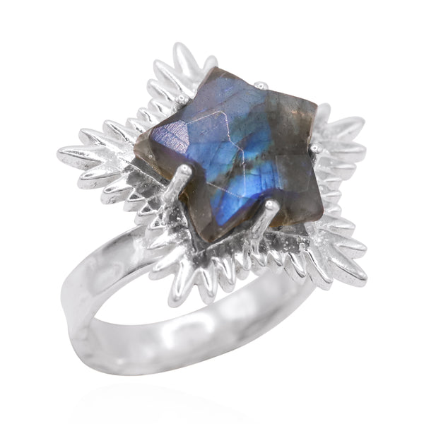 Gigi Labradorite Spiky Star Ring | 925 Sterling Silver