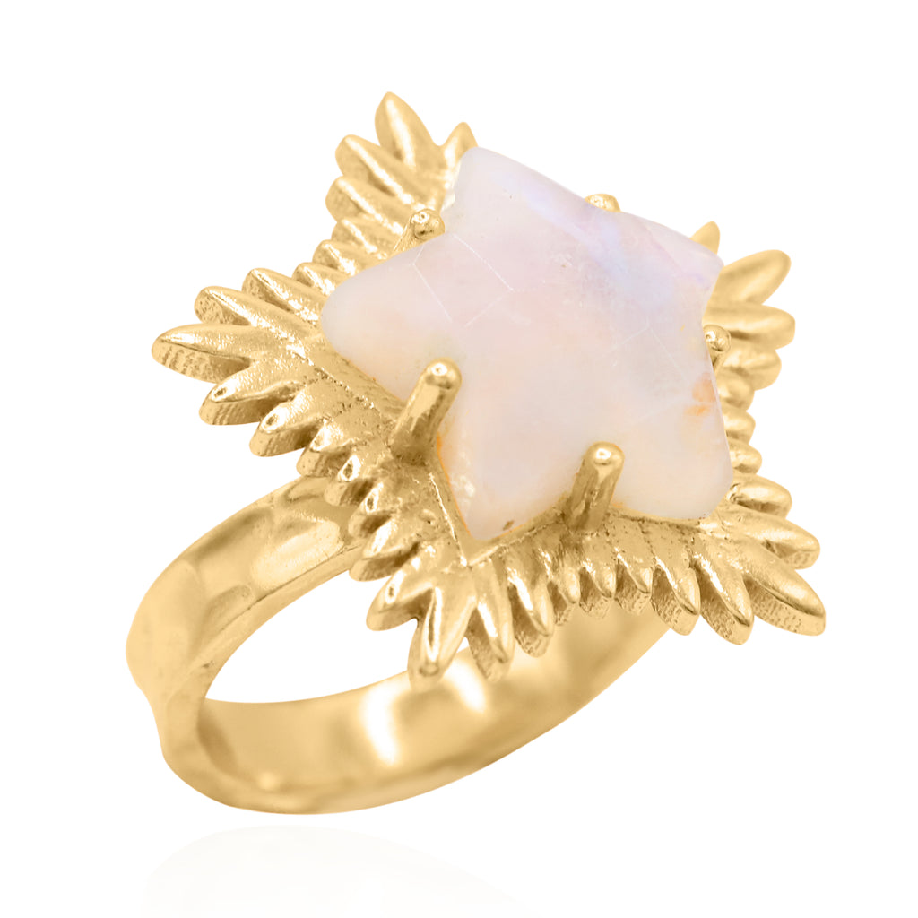 Gigi Moonstone Spiky Star Ring 18k Plated