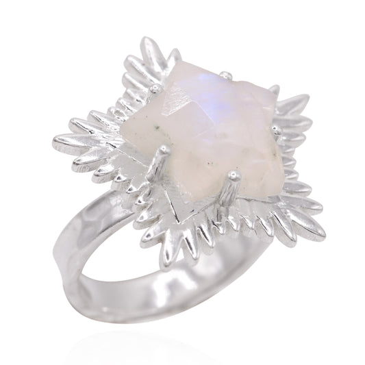 Gigi Moonstone Spiky Star Ring | 925 Sterling Silver