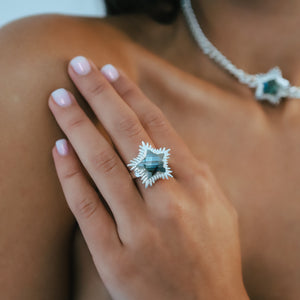 Gigi Labradorite Spiky Star Ring | 925 Sterling Silver