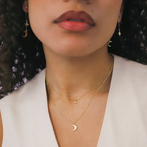 Moon & Star Layering Gift Set | Necklace & Earrings | 18k Gold Plated