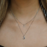 Harper Moon & Star Charm Necklace | 925 Sterling Silver