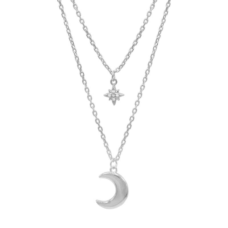 Harper Moon & Star Charm Necklace | 925 Sterling Silver