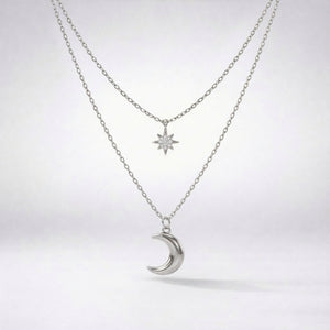 Harper Moon & Star Charm Necklace | 925 Sterling Silver