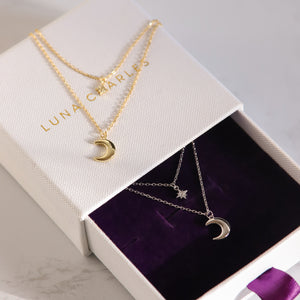 Harper Moon & Star Charm Necklace | 18k Gold Plated