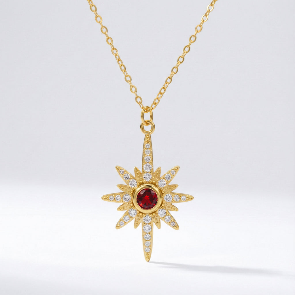 Heidi North Star Birthstone Necklace 18K Plated