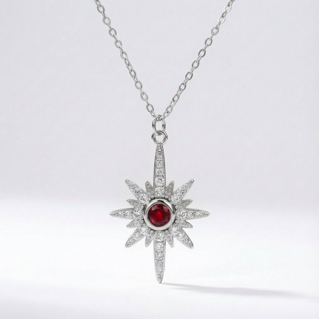 Heidi North Star Birthstone Necklace 925 Sterling