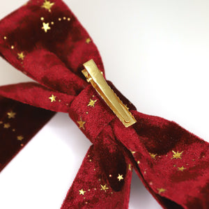 Holly Velvet Star Hair Bow | Burgundy