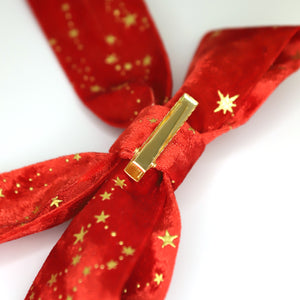 Holly Velvet Star Hair Bow | Red