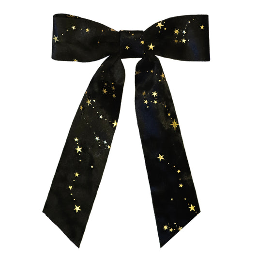 Holly Velvet Star Hair Bow | Black