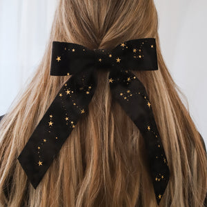 Holly Velvet Star Hair Bow | Black