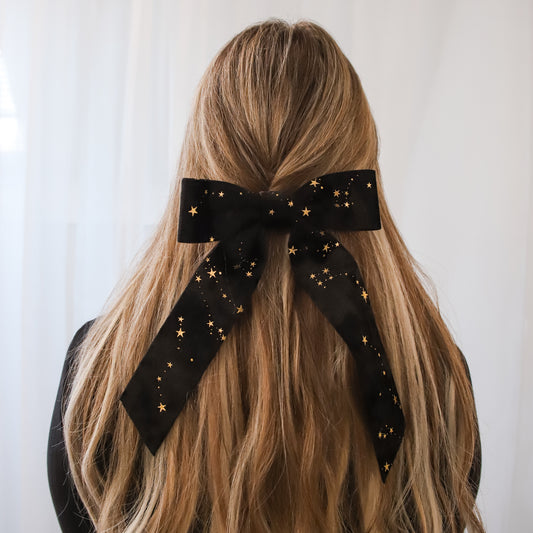 Holly Velvet Star Hair Bow | Black